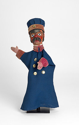 Handpuppe in blauer Uniform
